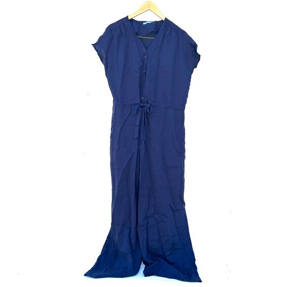 J. McLaughlin Bernadette Jumpsuit Navy Blue XS Extra Small Fitted Cinched Waist - Picture 2 of 8